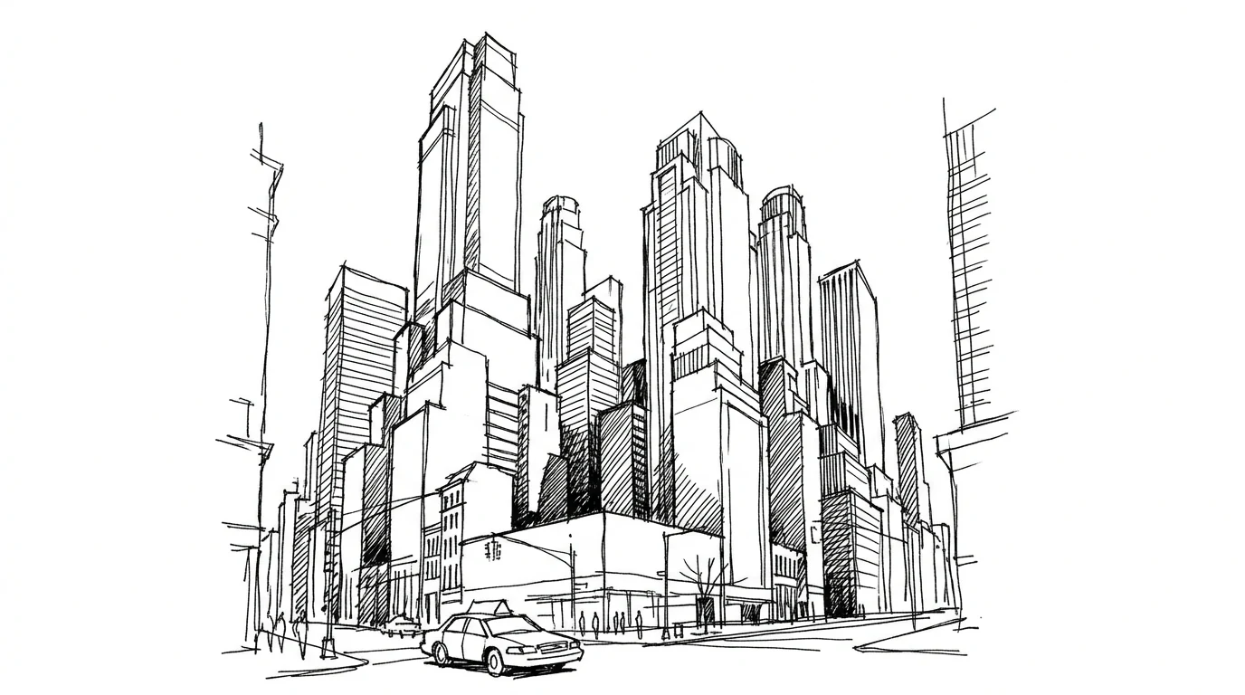 Grattacieli di Manhattan addensati gli uni contro gli altri, l'immagine centrale di Delirious New York