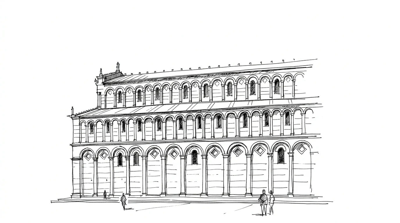 La facciata romanica del Duomo di Pisa, con le sue arcate cieche e loggette sovrapposte